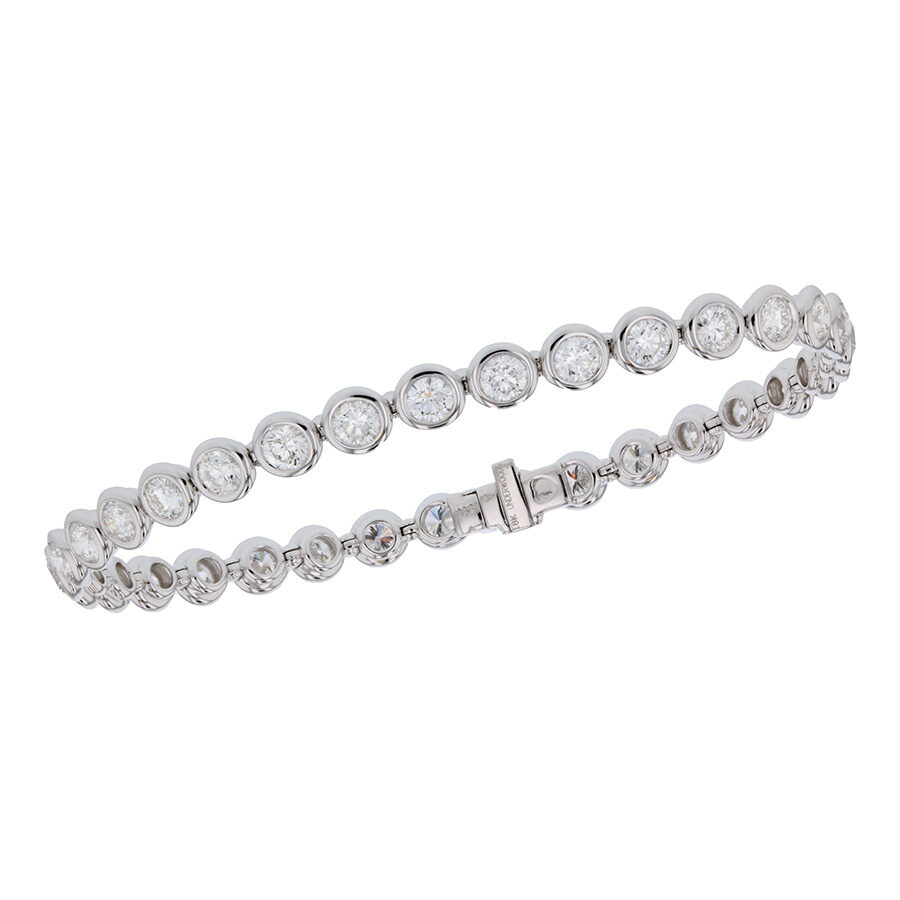 Bezel Set Round Diamonds in White Gold Bracelet