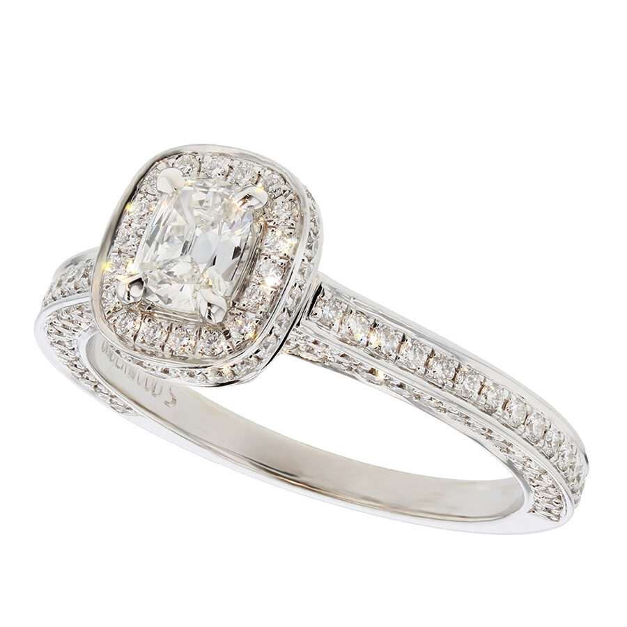 Cushion Diamond in White Gold Halo Ring