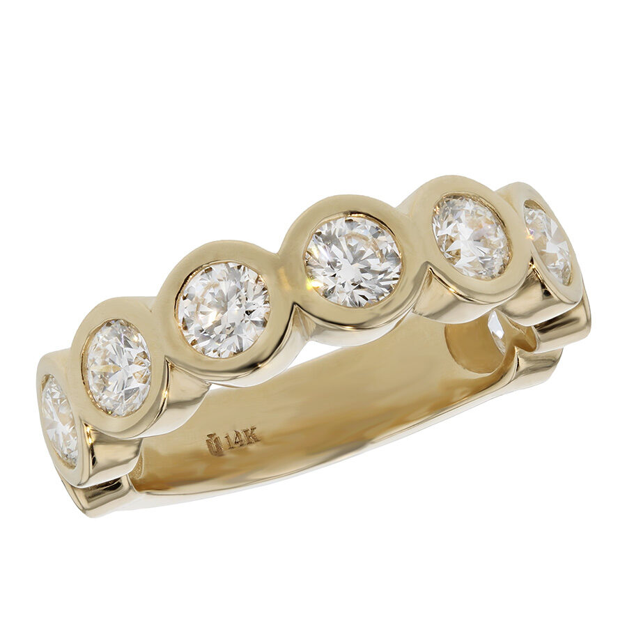 Bezel Set Diamonds in Yellow Gold Ring
