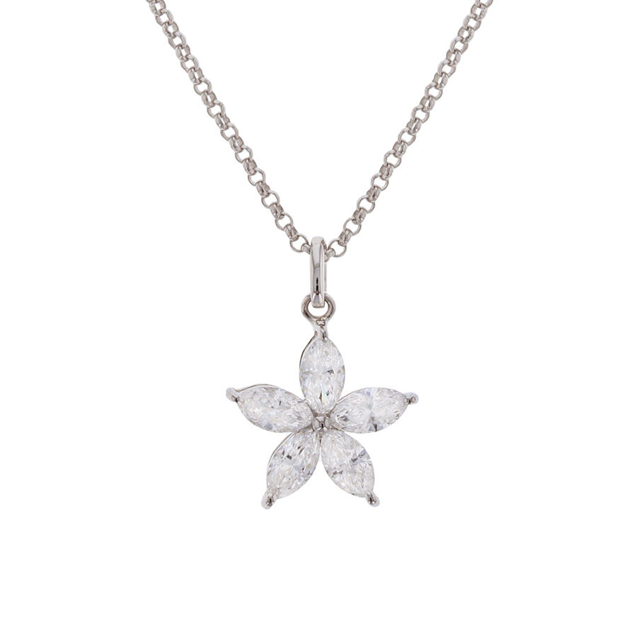 Marquise Diamonds in White Gold Star Pendant