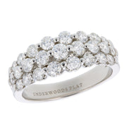 Diamonds in Three Row Platinum Ring