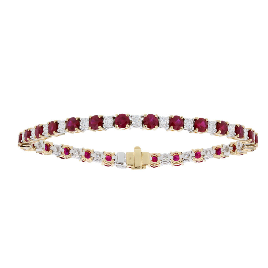 Rubies and Diamonds in Yellow Gold Bracelet