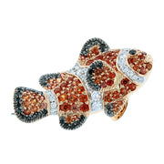 Orange Sapphires with Black Diamonds in Rose Gold Fish Brooch