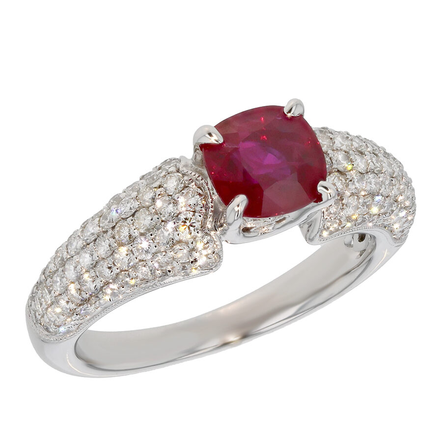 Cushion Ruby in White Gold Ring
