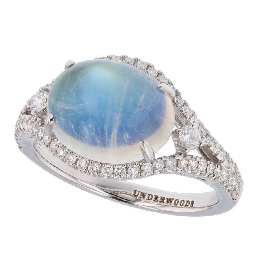 Oval Moonstone in White Gold Ring
