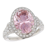 Oval Pink Tourmaline in Platinum Halo Ring