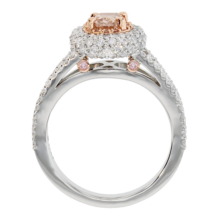 Cushion Pink Diamond in Platinum Halo Ring