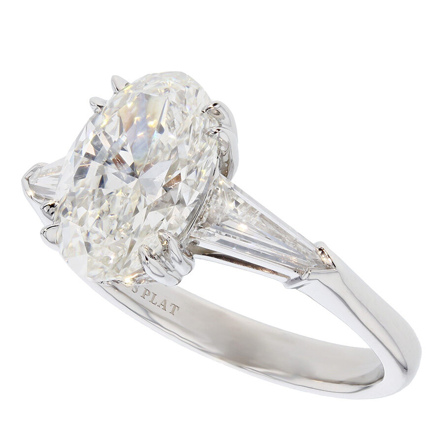 Oval Diamond in Platinum Hidden Halo Ring