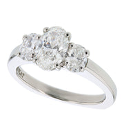 Three Oval Diamonds in Platinum Ring