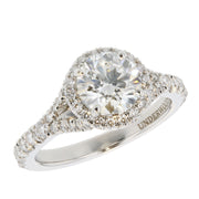 Round Diamond with Halo in Split Shank Platinum Ring