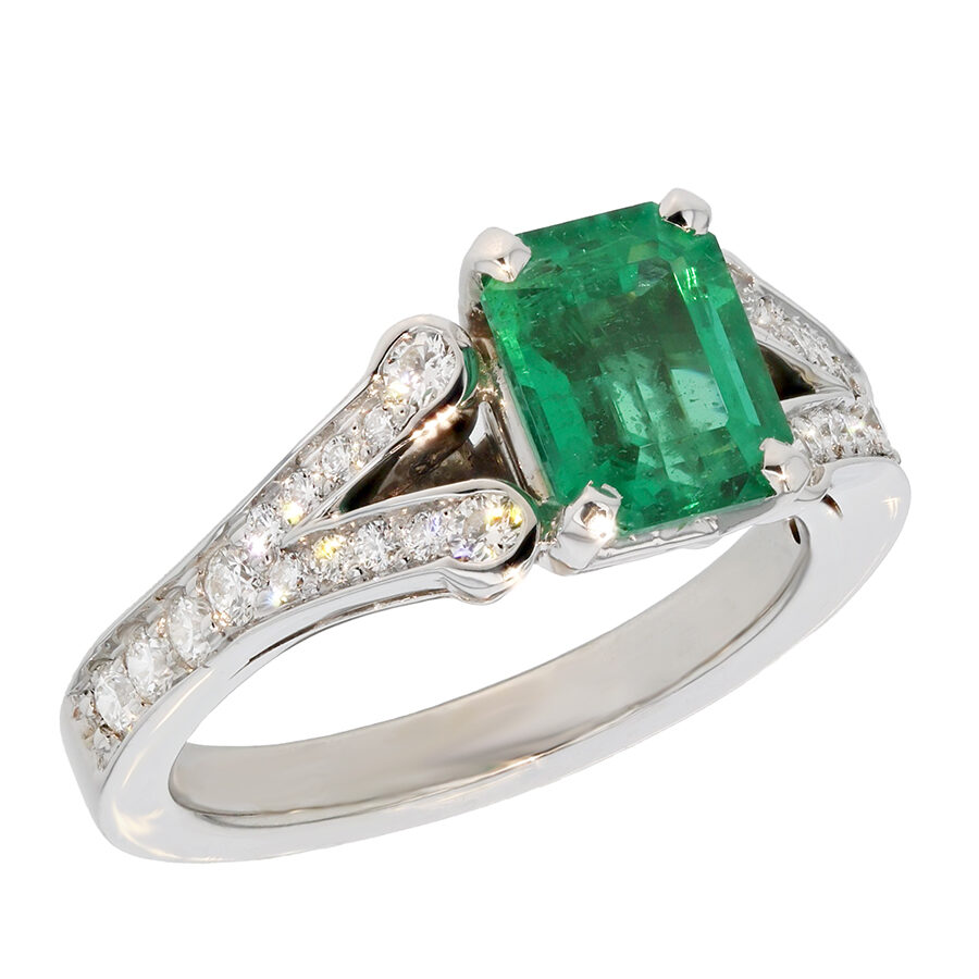 Emerald Cut Emerald in White Gold Ring