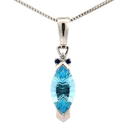 Marquise Shape Blue Topaz in White Gold Pendant