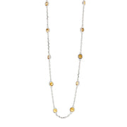 Citrine and Sterling Silver Station Necklace