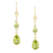 Peridot in Yellow Gold Dangle Earrings