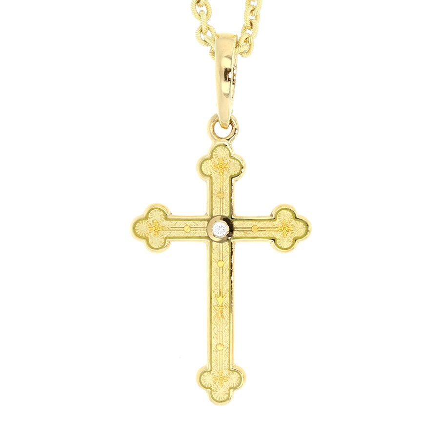 Yellow Gold and Diamonds Cross Pendant