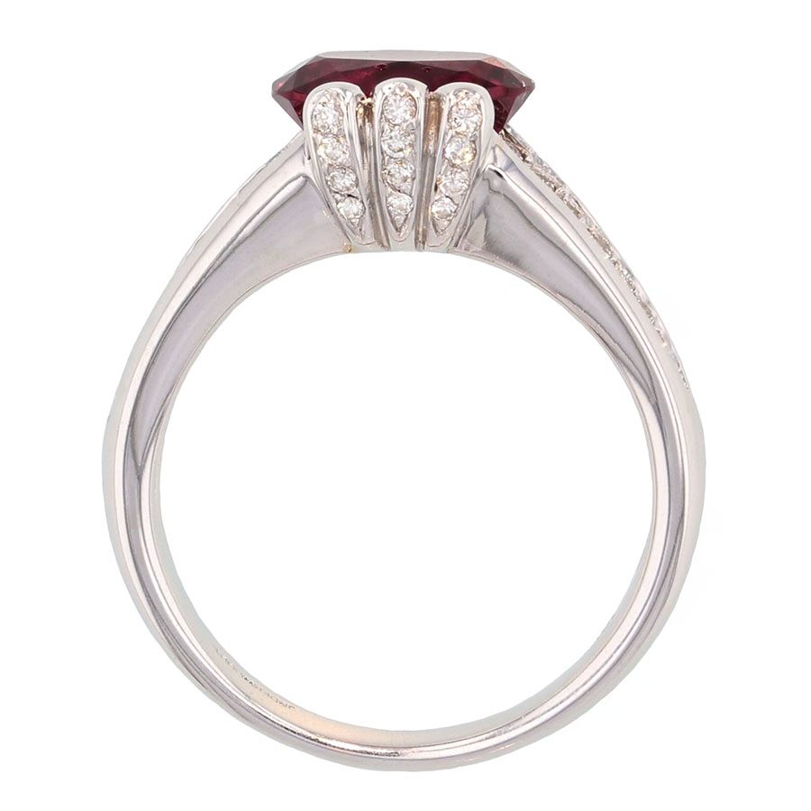 Oval Rubellite Tourmaline in White Gold Ring