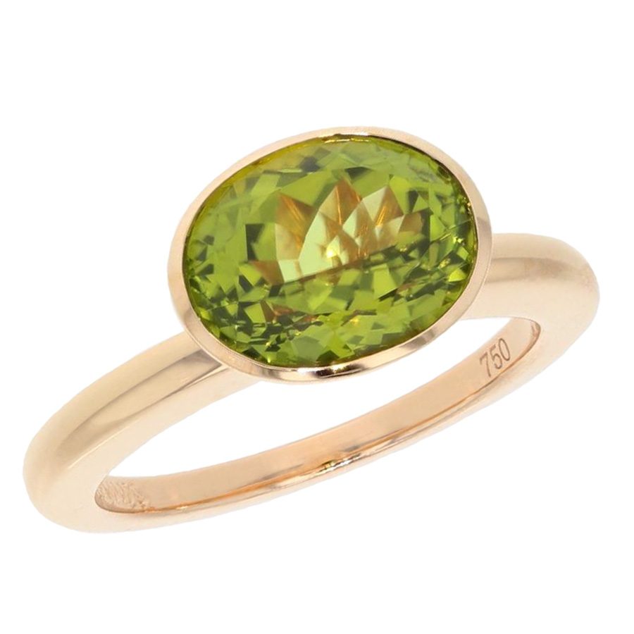 Rose Gold and Oval Peridot Ring