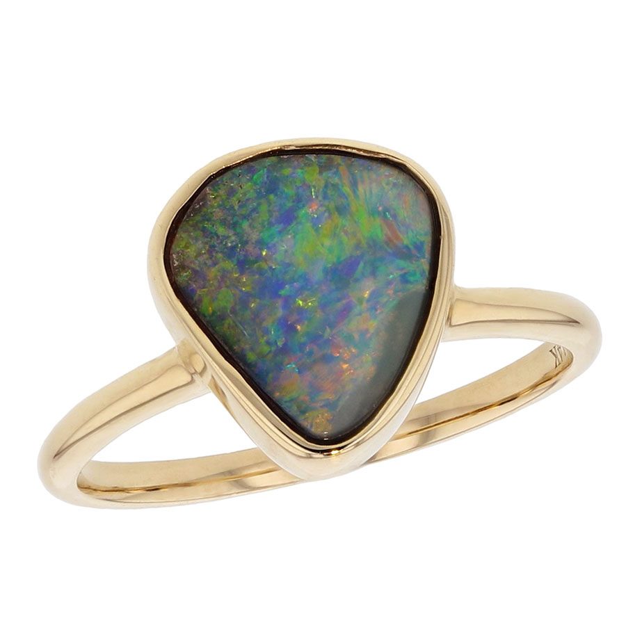 Boulder Opal in Yellow Gold Ring