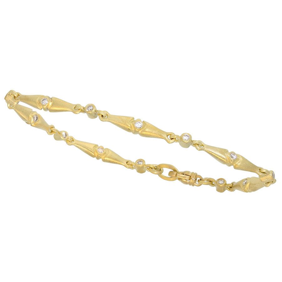 Diamonds in Satin Finished Yellow Gold Bracelet