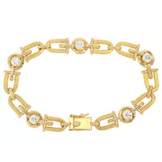 Bezel-Set Diamonds in Yellow Gold "U" link Bracelet