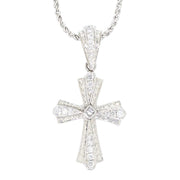 Hand Engraved Platinum and Diamonds Cross Pendant
