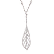 White Gold and Diamonds "Feather" Design Necklace