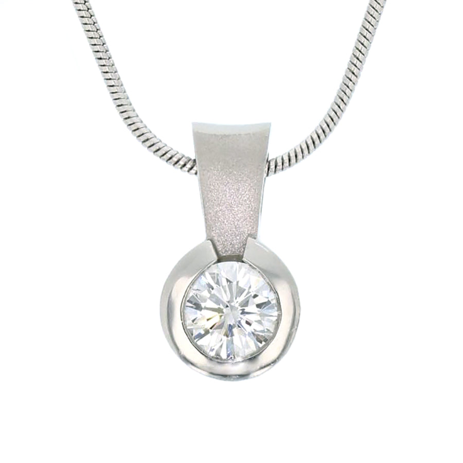 Bezel-Set Platinum and Diamond Pendant