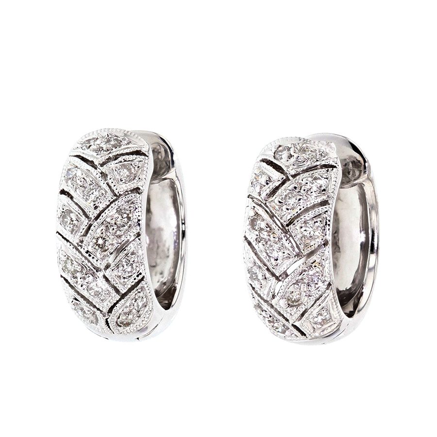 Diamonds in White Gold Small Hoops