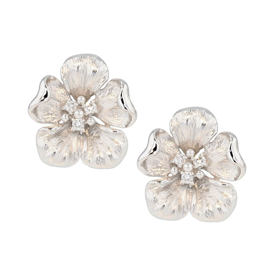 Diamonds in White Gold Floral Earrings