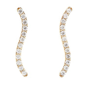 Yellow Gold with Diamonds "Ear Climber" Style Earrings