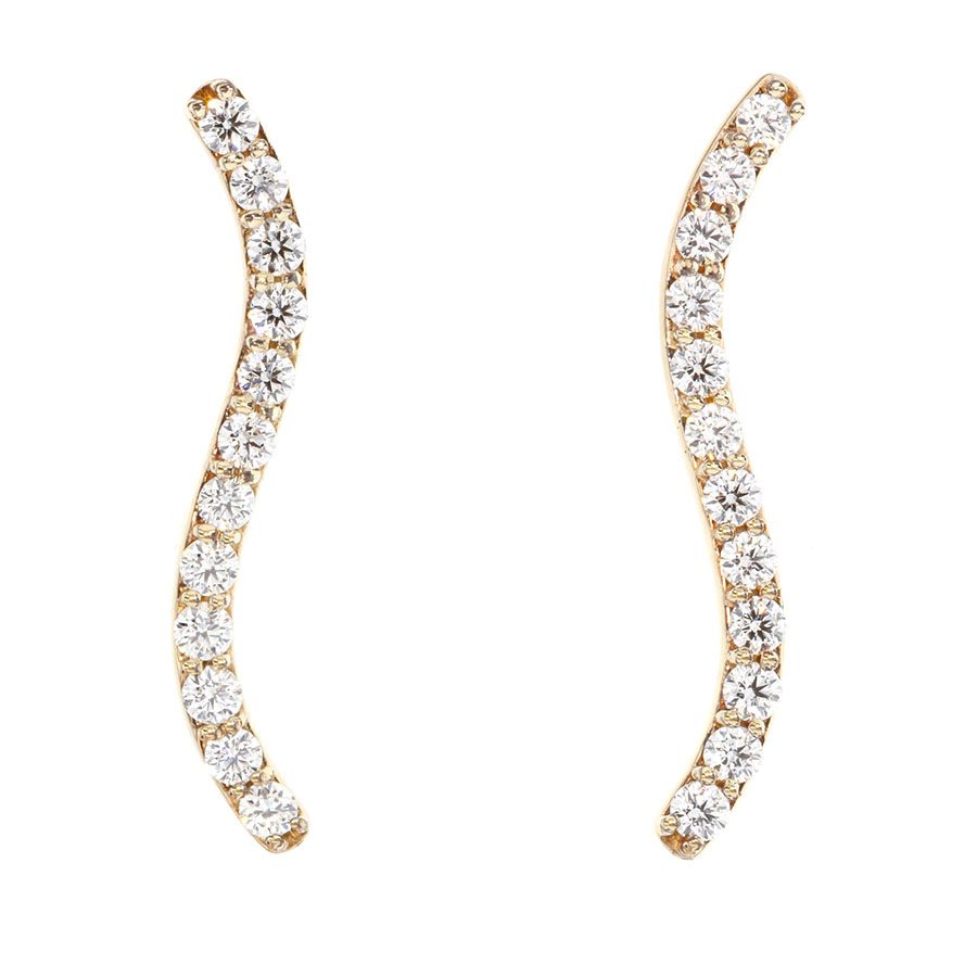 Yellow Gold with Diamonds "Ear Climber" Style Earrings