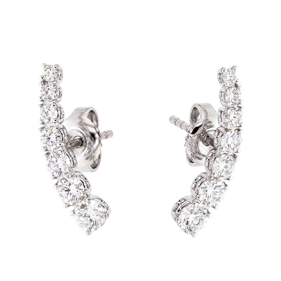 Diamonds in White Gold "Ear Climber" Studs