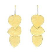 Yellow Gold "Leaves" with Diamonds Dangle Earrings