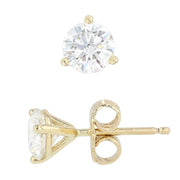 Round Diamonds in Yellow Gold Stud Earrings