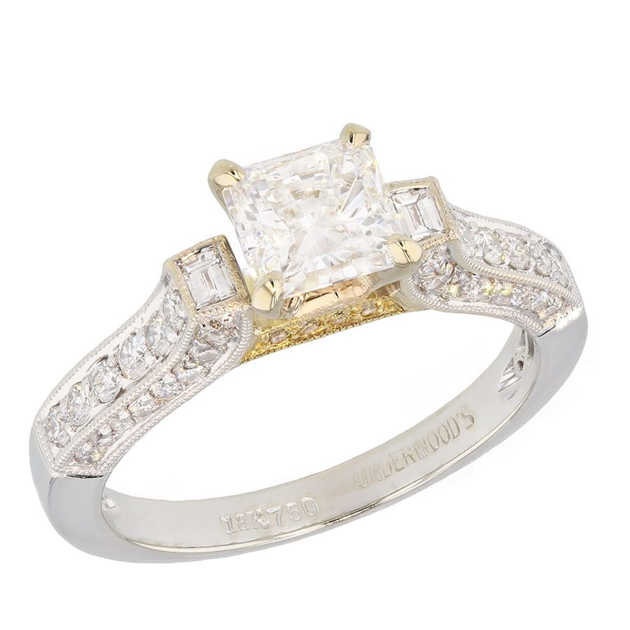 Radiant Diamond with Canary Accents in White Gold Ring