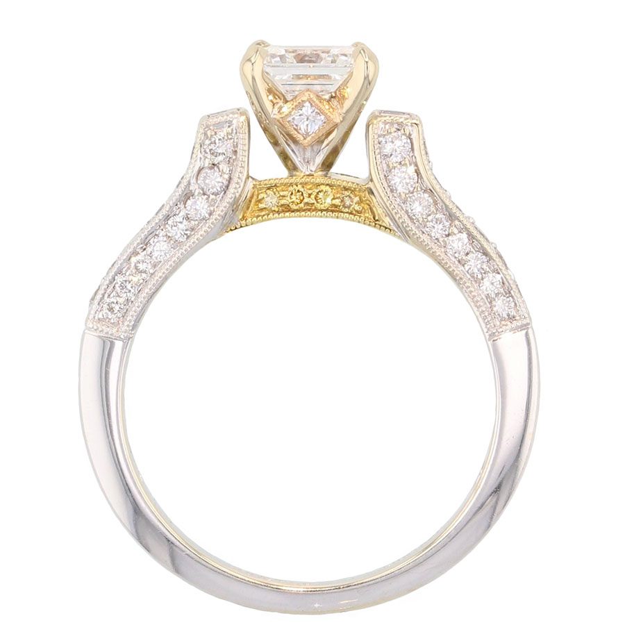 Radiant Diamond with Canary Accents in White Gold Ring