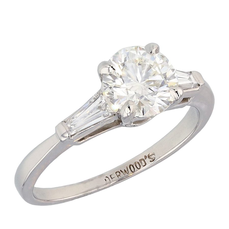 Round and Baguette Diamonds in Platinum Ring