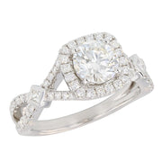 Round Diamond in Halo Twist Band White Gold Ring