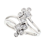 Bezel Set Diamonds in White Gold "Journey" Ring