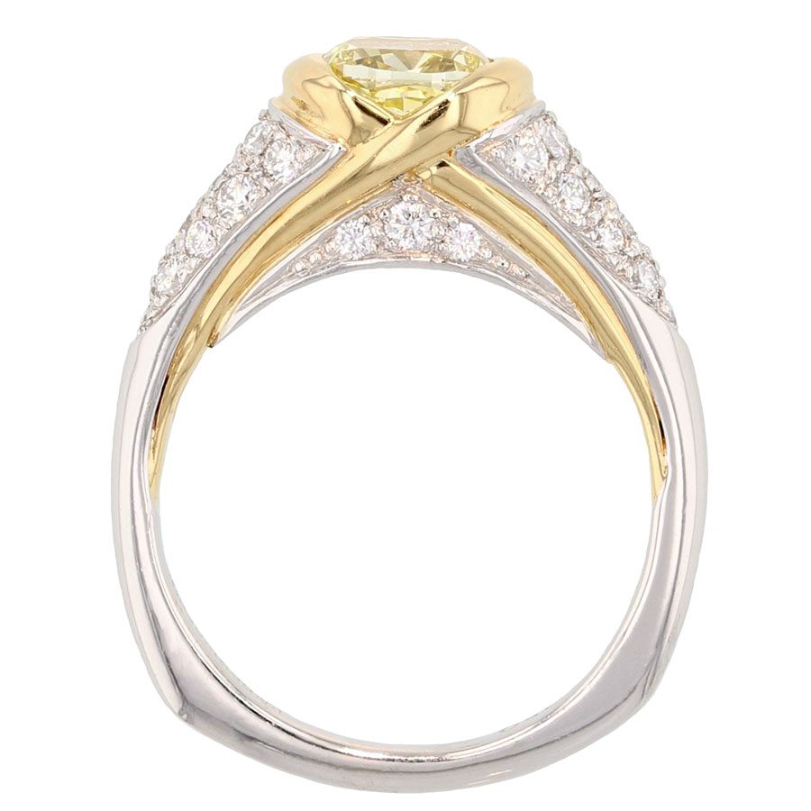 Canary and White Diamonds in Yellow Gold and Platinum Ring