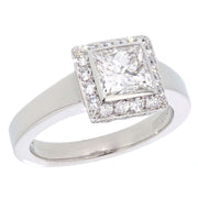 Princess Cut Diamond Platinum Halo Ring