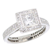 Princess Cut Diamond Platinum Halo Ring