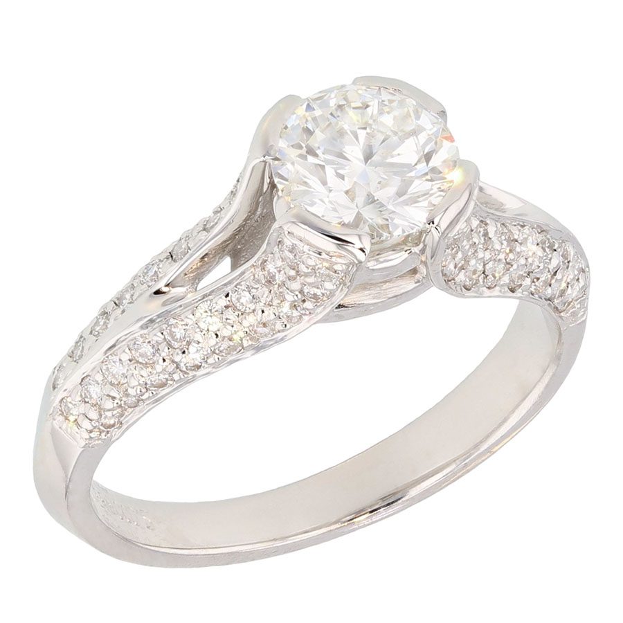 Round Diamond in White Gold Split Shank Ring