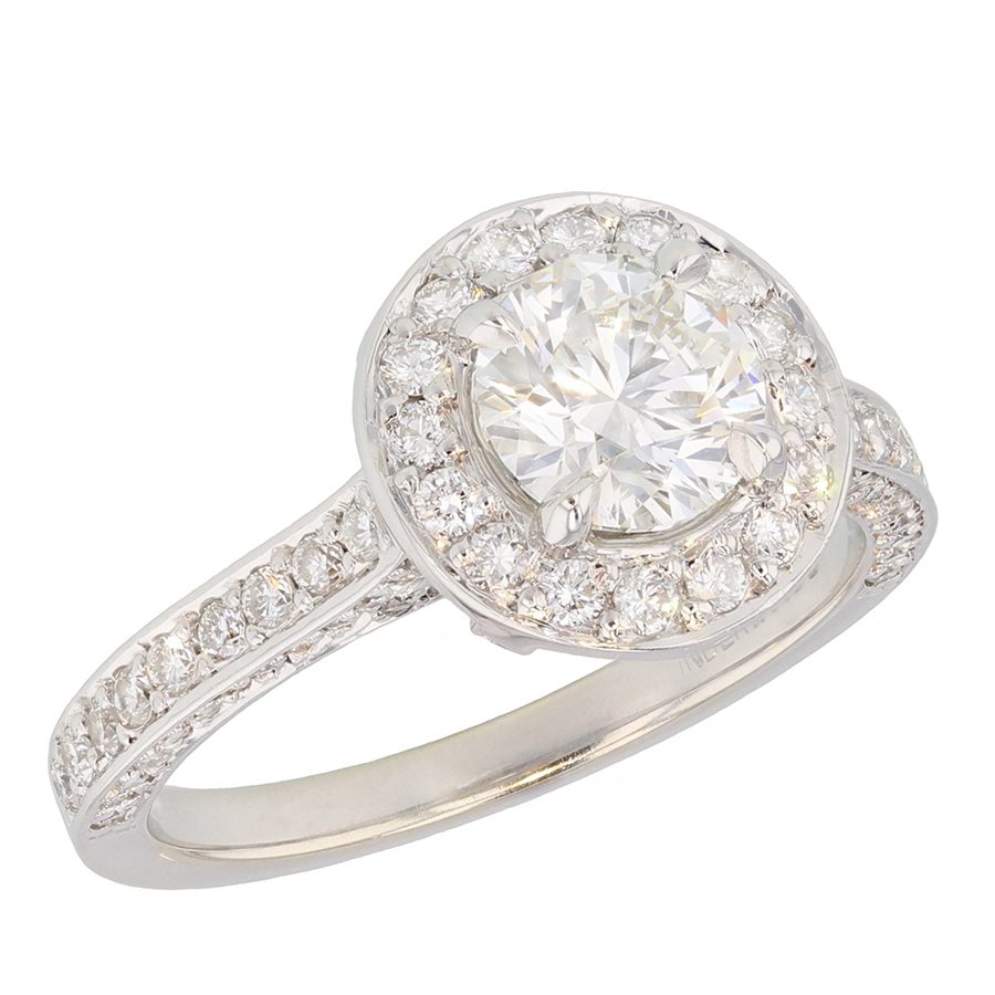 Round Diamonds in White Gold Halo Ring