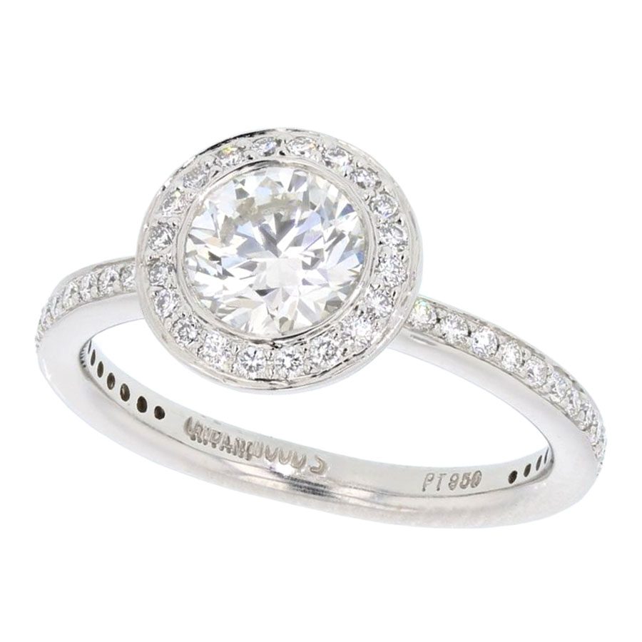 Round Diamond Bezel Set in Platinum Halo Ring
