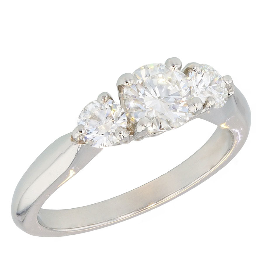 Three Round Diamonds in Platinum Ring