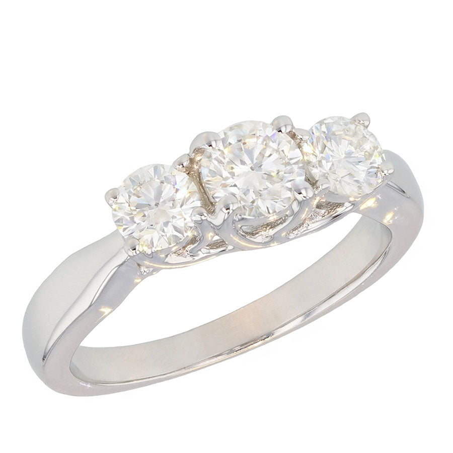 Three Round Diamonds in White Gold Ring