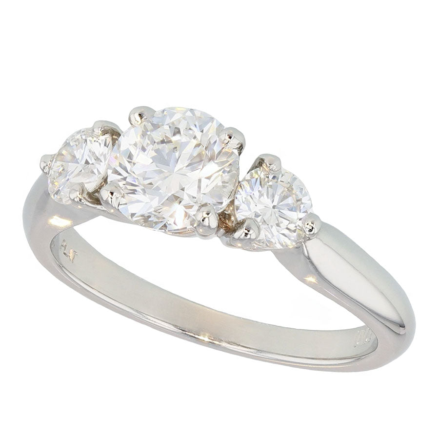 Three Round Diamonds in Platinum Ring