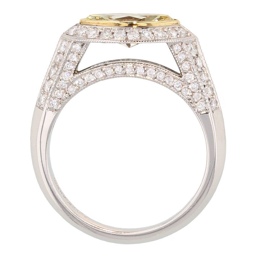 Marquise Canary Diamond with Halo in Yellow Gold and Platinum Ring
