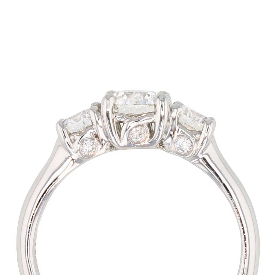 Three Diamonds in "Trellis Style" Platinum Ring